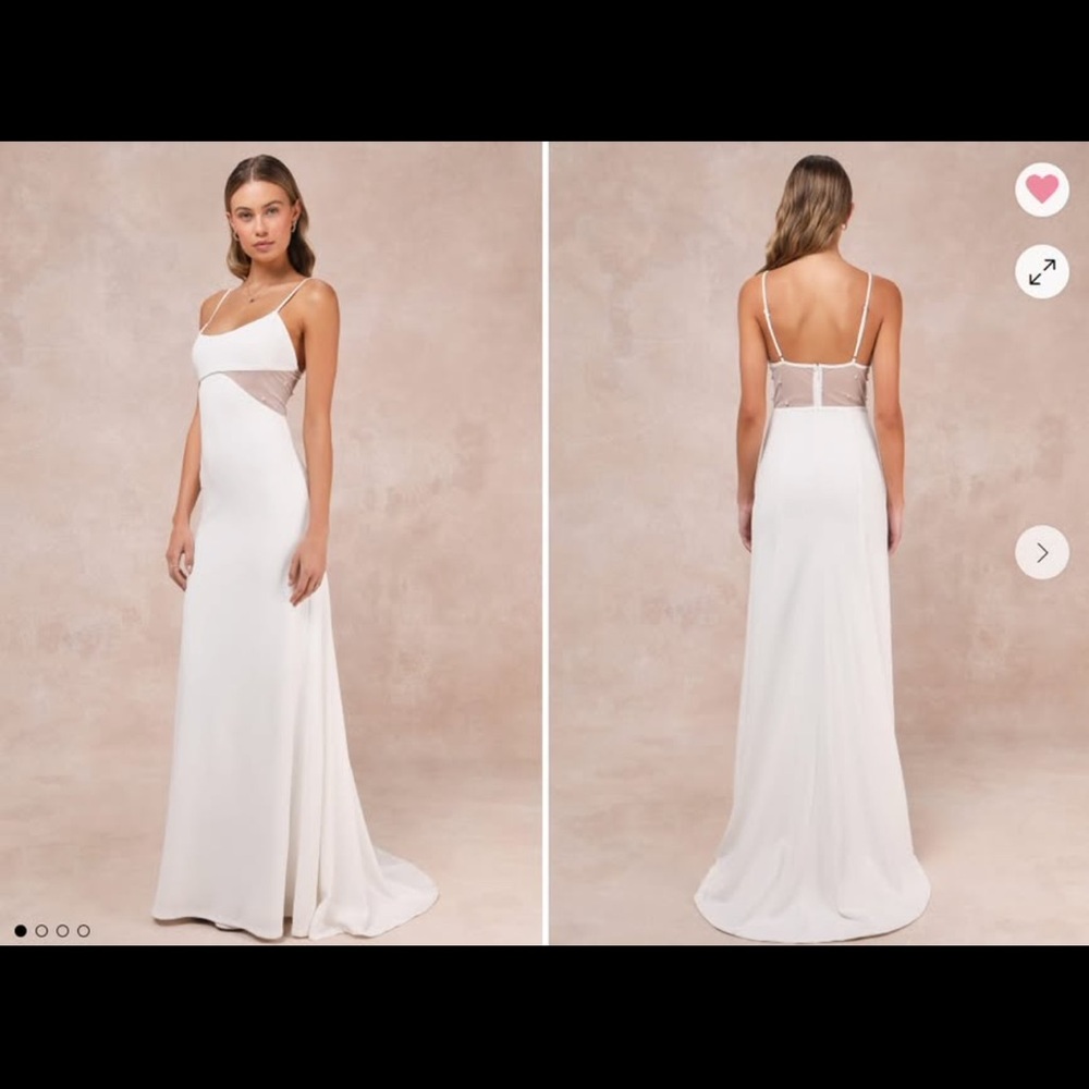 Lulus Euphoric Eloquence White Sheer Mesh Pearl Sleeveless Maxi Dress